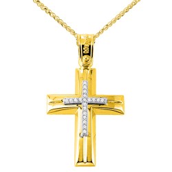 Χρυσός βαπτιστικός σταυρός  Κ14 με αλυσίδα